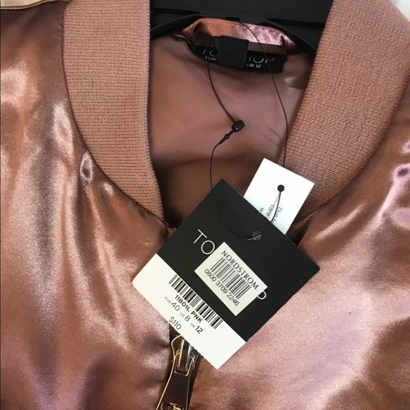 Top Shop Satin Pink Bomber Jacket - Picture 3 of 4